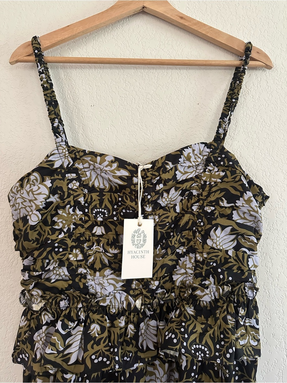 Hyacinth House Olive & Black Floral Midi Dress